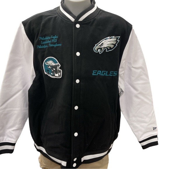 New Era NFL Philadelphia Eagles Chenille Wool Blend Varsity Jacket Choose Size - Picture 2 of 7